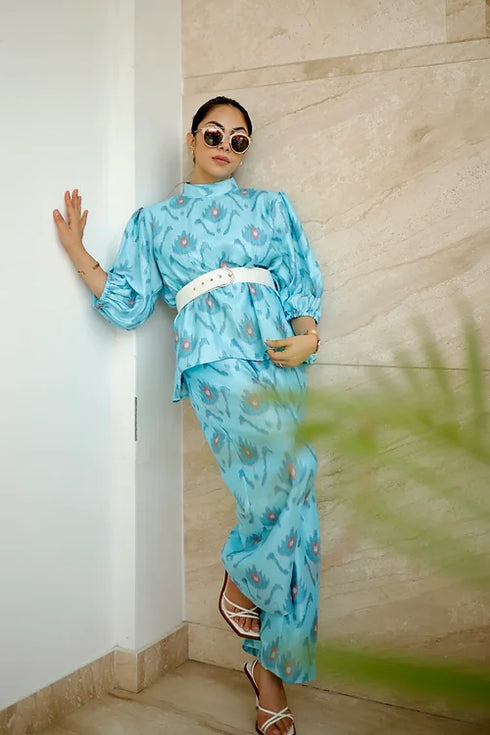 Miley Blue Ikkat Coord